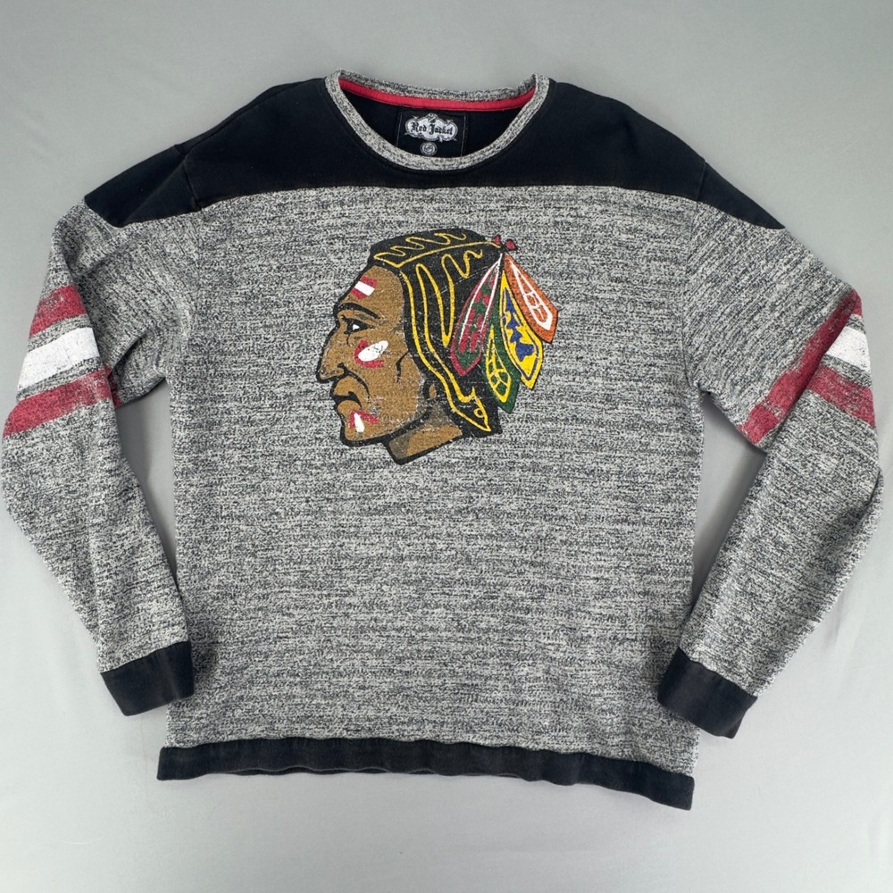 Red Jacket American Needle Chicago Blackhawks Sweatshirt XL Heathered Gray Retro